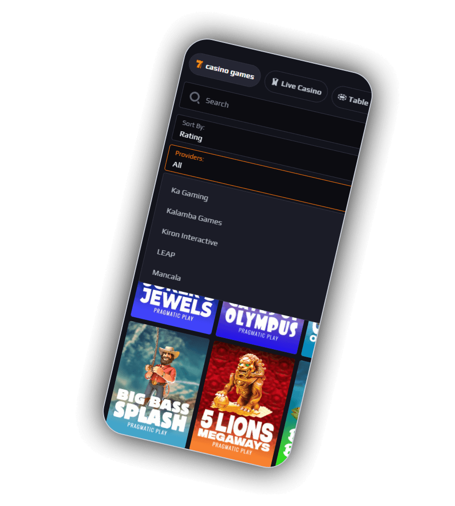 CaratCasino game providers grid